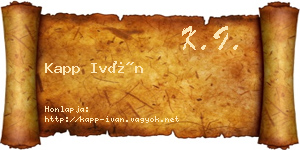Kapp Iván névjegykártya